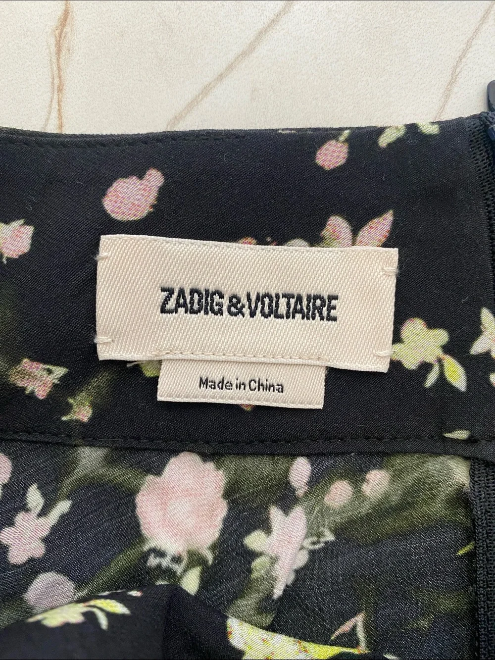 Zadig & Voltaire Black Maxi Skirt with Pink and Green Floral Print